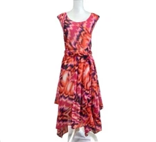Jennifer Lauren Women’s Ruffled  Tier Dress Size Md. Sleeveless Lined Pink Red