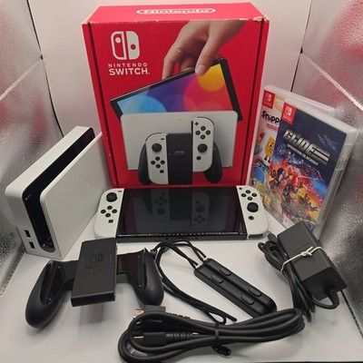 Nintendo Switch OLED - 64GB - White console & joycons With Box And 2 Games