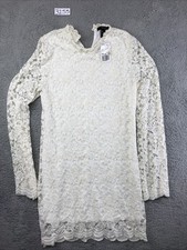 FOREVER 21 Large Ivory Cream White Lace Crocheting Longsleeve Floral Dress