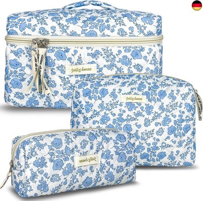 TOPALL Reise Kosmetiktasche Set Damen,Blumen Kosmetiktasche Aesthetic Make Up