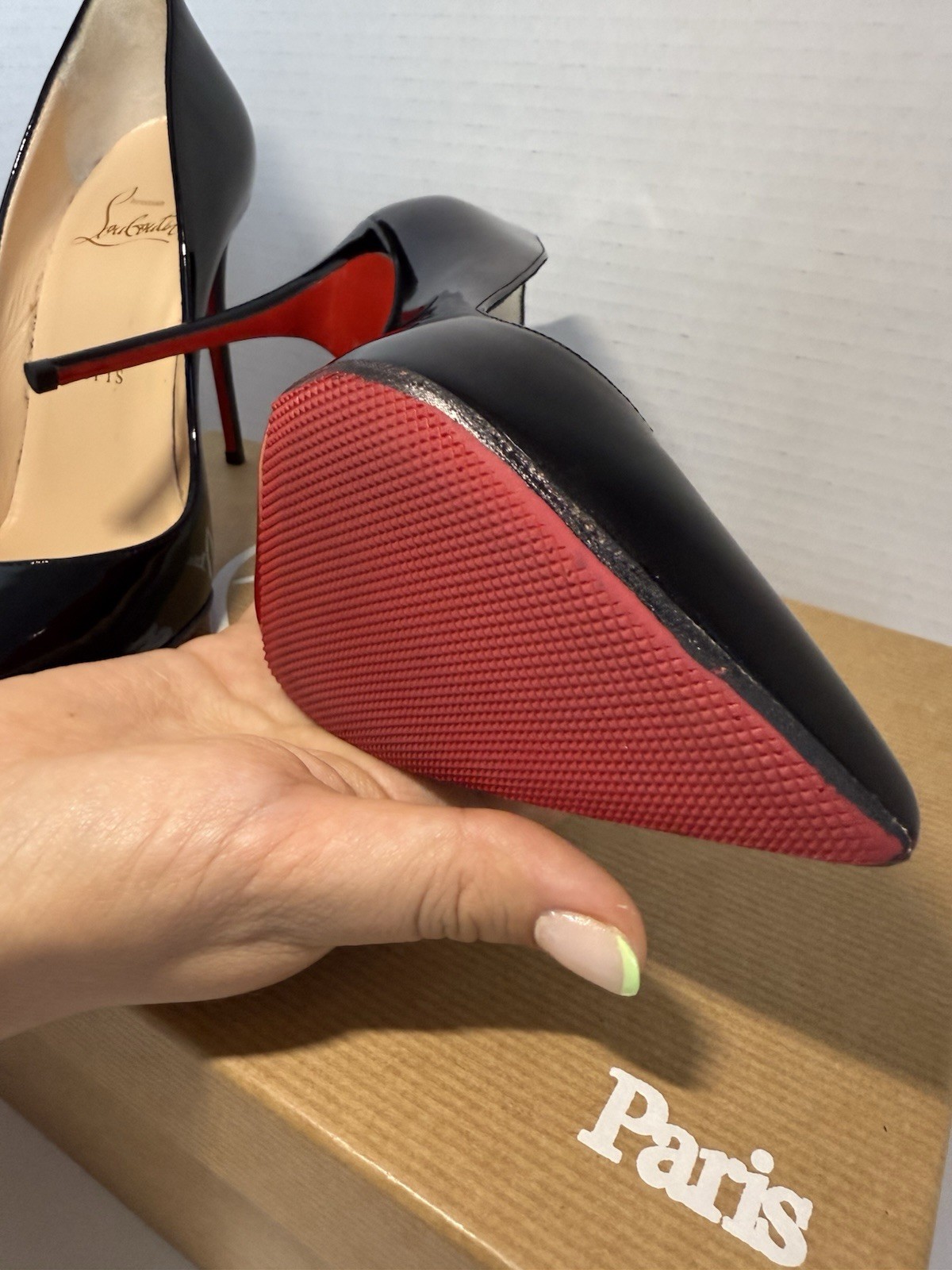 SALE Christian Louboutin Pigalle Follies 100 Heels – Black Patent Leather, EU 35