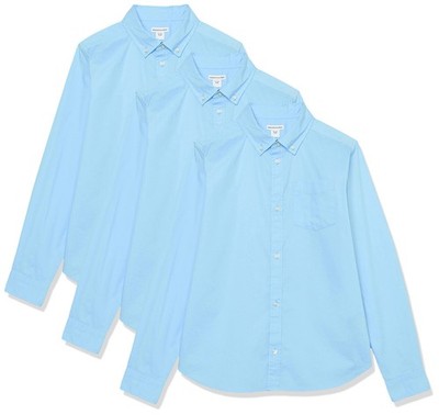 Amazon Essentials Jungen Uniform Langarm Popeline Button Down Hemden 3er Pack Blau