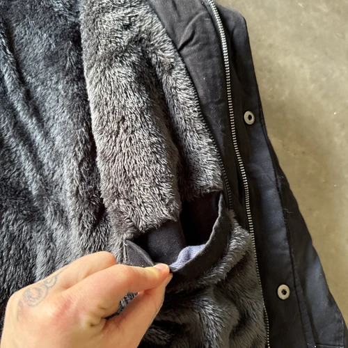 Wantdo Jacket Mens M Canvas BLACK Full Zip Faux Fur Lined Winter Warm Utility image 11