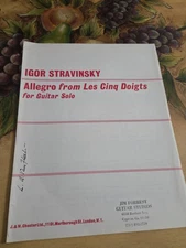 Igor Stravinsky Allegro For Classical Guitar Extremely Rare Sheet Music