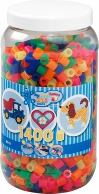 Malte Haaning Plastic A/S Hama  Bügelperlen Maxi - Neon Mix 1400 Perlen (6 F ...