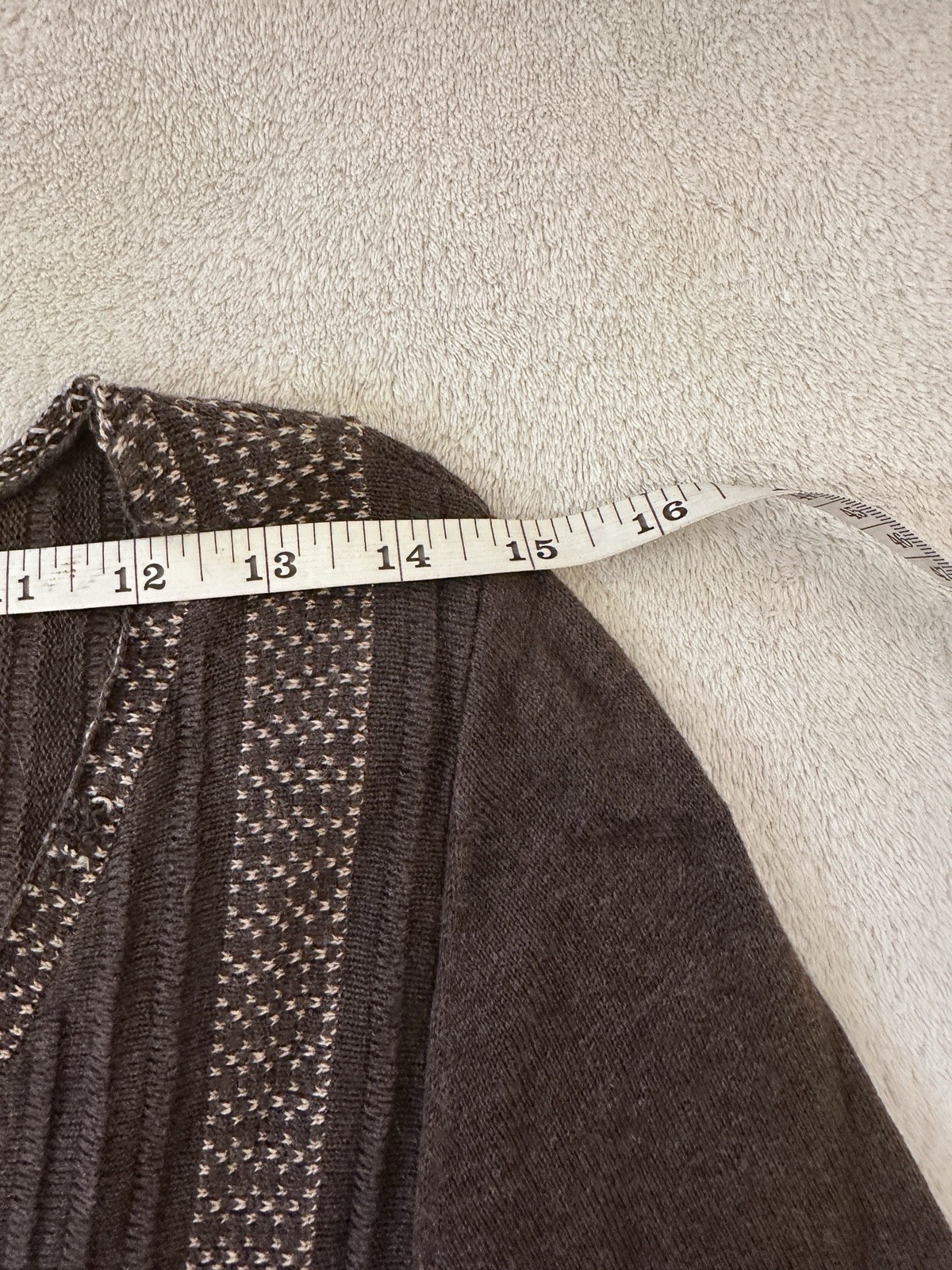 Max Studio Brown Knit Patterned Trim Geometric A-… - image 5