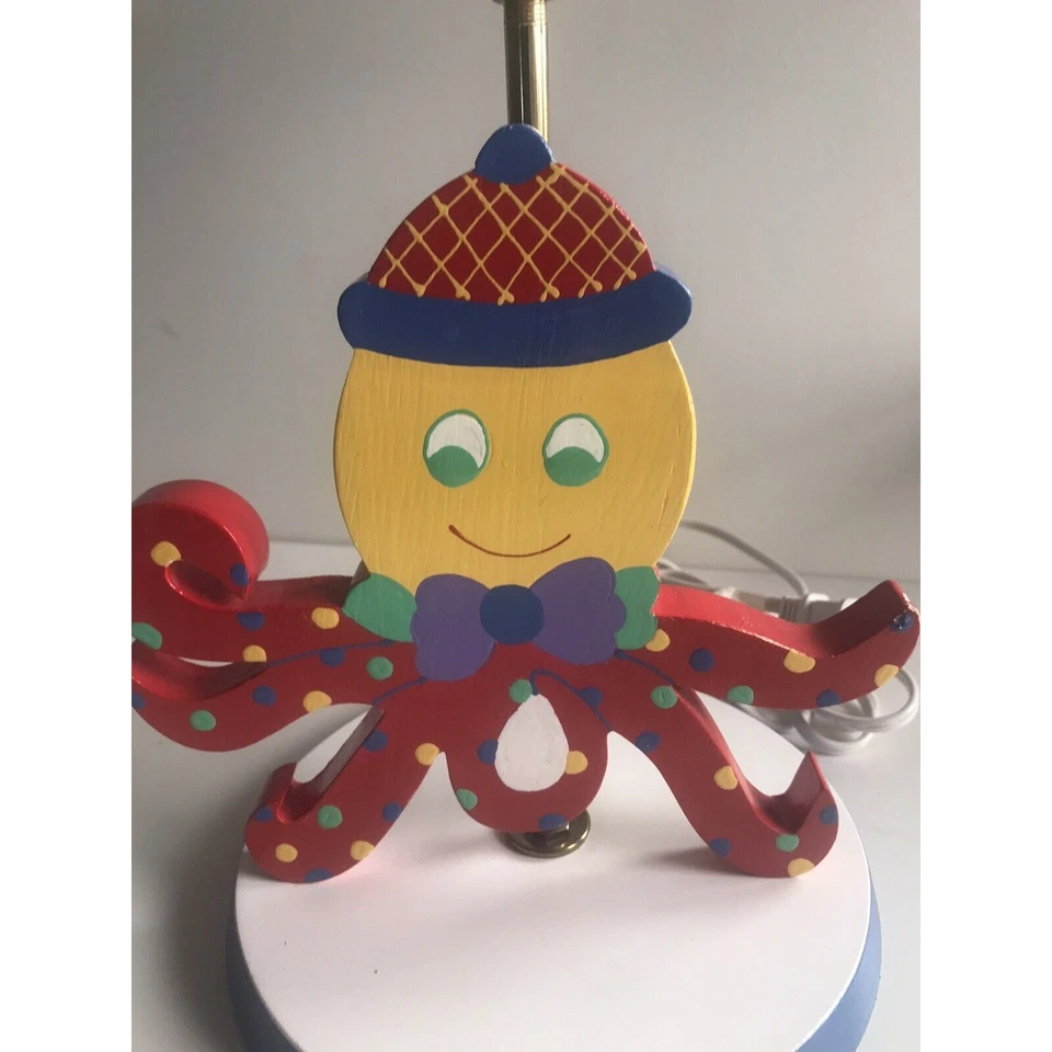 Lámpara infantil pulpo KIDSLINE madera niño pequeño rojo azul amarillo criatura marina 13" Foto 3 de 4