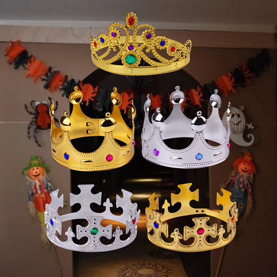 5 pezzi Festa di Halloween Corona del re Corona d'argento dorata Corona monarca - Immagine 4 di 4