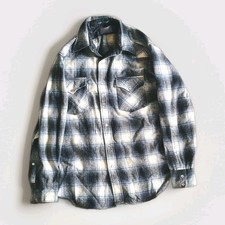 VTG 70s Pendleton High Grade Western Wear 100 Virgin Wool Shadow Plaid Shirt M