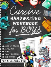 Cursive Handwriting Workbook for Kids Ages 8-12 with Jokes  Riddles for Boy...