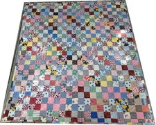 Rare Pennsylvania 1960's hand made double sided patchwork quilt -72 in x 81 in