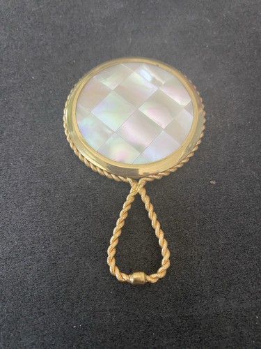 Vintage Handspiegel Perlmutt goldfarben