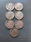 Roosevelt Dimes, Lot of 7, 1947, 1953, 1962, 1963, 1964, 90% Silver Dimes