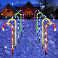 Candy Cane Outdoor Christmas Lights - 10 Pack 60 LEDs 21in Lighted Landscape ...