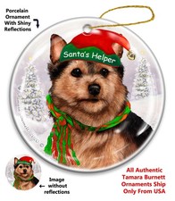 Norwich Terrier Santa's Helper Holiday Ornament
