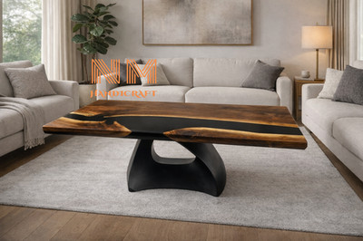 Black Epoxy Resin River Table, Custom Table Top, Live Edge Wood Table