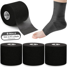 Pre Wrap Tape 4-Rolls, 120 Yards - Athletic Foam Underwrap for Sports, Protect