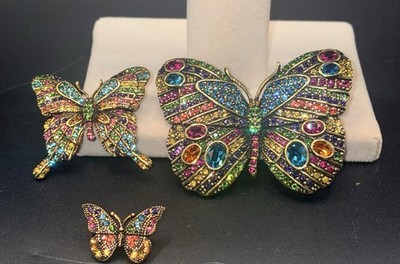 Heidi Daus Fluttering Fantasy Set Of 3 Brooches 