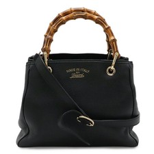 Gucci piccola shopper bambù borsa a mano tracolla pelle nera 336032 GZl1ir19