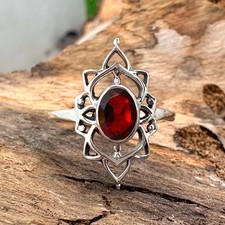 Garnet Gemstone Ring Handmade 925 Sterling Silver Boho Birthday Gifts Rings