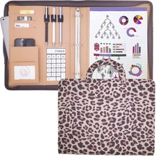 Leather Portfolio Ring Binder - Three Ring Binder Organizer Zippered Padfolio...