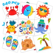 winthrop 240 Pcs Bulk Summer Temporary Tattoos for Kids, Individually Wrapped...