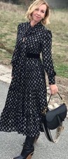 ZARA Black Playing Card Print Heart Spade Club Dress tiered geometric TRINNY S-M