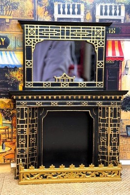 1:12 YM Wang Essentials 3 Piece Black and Gold Asian Fireplace