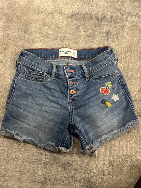 Abercrombie Kids 11/12 Girls Graphic Denim Midi Shorts