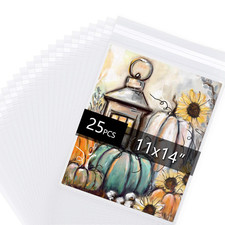 Acid Free 1.496Mil Single Side Crystal Sealed Clear Bags for 11X14 Art Prints,