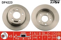 2X TRW Bremsscheibe DF4223 FüR Klasse Vaneo Mercedes 414 W168 700 CDI 160 168