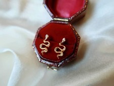Custom Gold Snake Zodiac Stud Earrings, INS European Style Fashion Jewelry