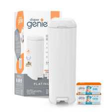 Platinum Diaper Pail Gift Set Hands-Free Odor Control with Foot Pedal Stainl