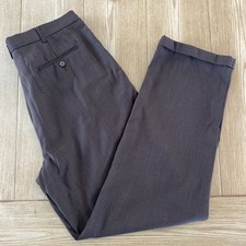 Mens Formal Pants Work Office Pleated Brown Trousers Cuffed Mens Bottoms 38/34