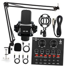 Podcast Equipment Bundle Audio Interface with Cardioid Designer BM800 Mic, V8