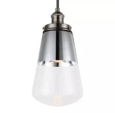 Feiss Waveform 7" 1 Light Mini-Pendant, Polished Nickel, Silver Plated, P1372PN