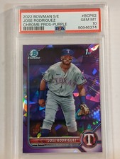 2022 Bowman S/E Jose Rodriguez Chrome Pros-Purple PSA 10
