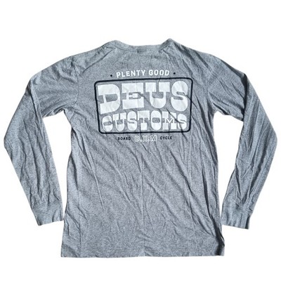 Deus Ex Machina Herren Langarm T-Shirt Small Grau Customs Logo