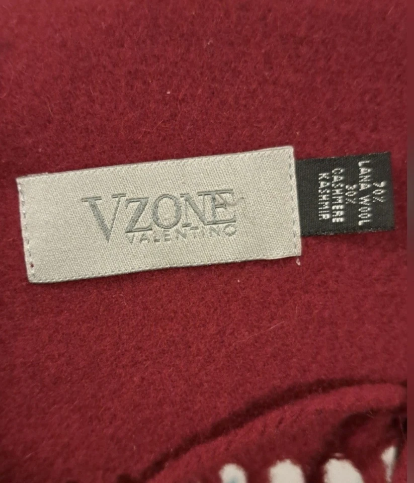 Bufanda unisex informal vintage Valentino V Zone mezcla de lana y cachemir con flecos Foto 2 de 4