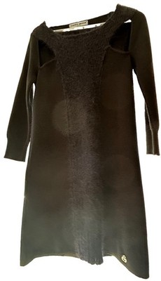 Frankie Morello Milan Kleid XS Schwarz Made In Italy Designer Cut Out Wolle