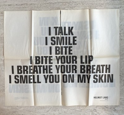 2000年発行 HELMUT LANG アート新聞 ジェニー・ホルツァー 香水 Helmut Lang Jenny Holzer 2000 Art Newspaper Poster Fragrance