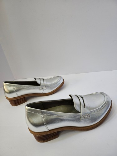 Dansko Danica Waterproof Leather Penny Loafers Silver Metallic New - Picture 5 of 6