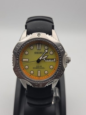 稼働中 セイコー V158-0AE0 ダイバーズ 200m ソーラー イエロー Rare Yellow Dial Seiko Solar 200m Dive Men's Watch V158-0AE0 | eBay