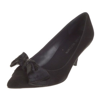 Women s STUART WEITZMAN black suede bow pumps- Size 7.5