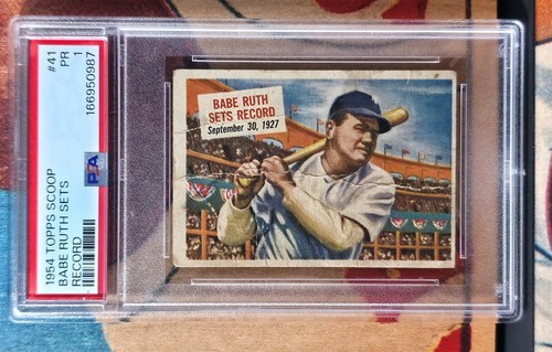 BABE RUTH 1954 Topps Scoop #41 Graded Ruth Sets Record PSA 1 YANKEES HOF