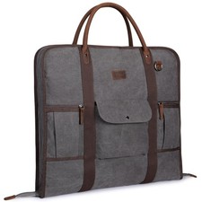 Carry On Garment Bag for Business Travel Canvas Leather Men Suit Cover