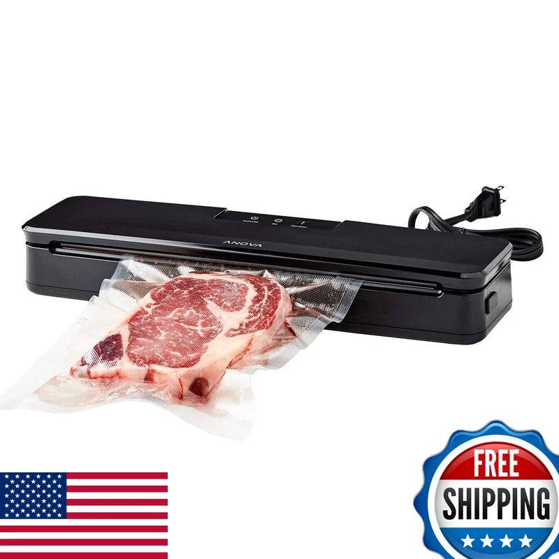 Anova Culinary Vacuum Sealer Slim Compact Includes 10 Pre-Cut Bags Bpa-Free Wet