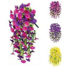 4PCS Artificial Morning Glory Vines UV Resistant Hanging Flowers Outdoor Decor