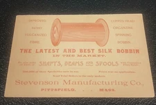 Ad Postcard early 1900s Silk Bobbin Thread Spools Pittsfield Ma Stevenson Mf Co 