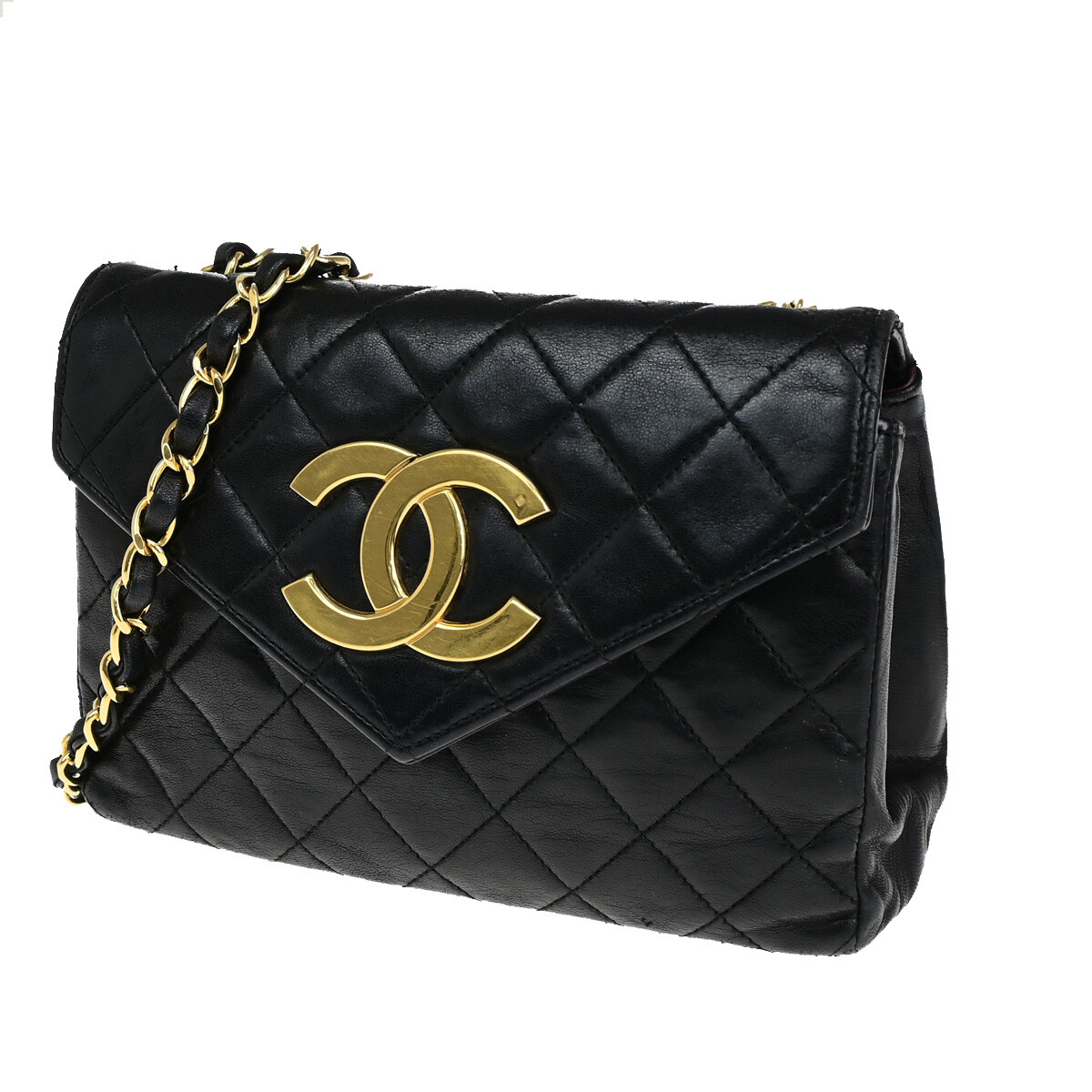 CHANEL CC Mini Matelasse Chain Shoulder Bag Leather Black CHANEL CC Mini Matelasse Chain Shoulder Bag Leather Black